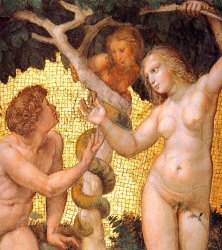 Raphael The Stanza Della Segnatura Ceiling Adam And Eve [detail 1]